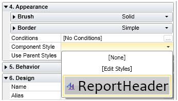 Apply Style to report header