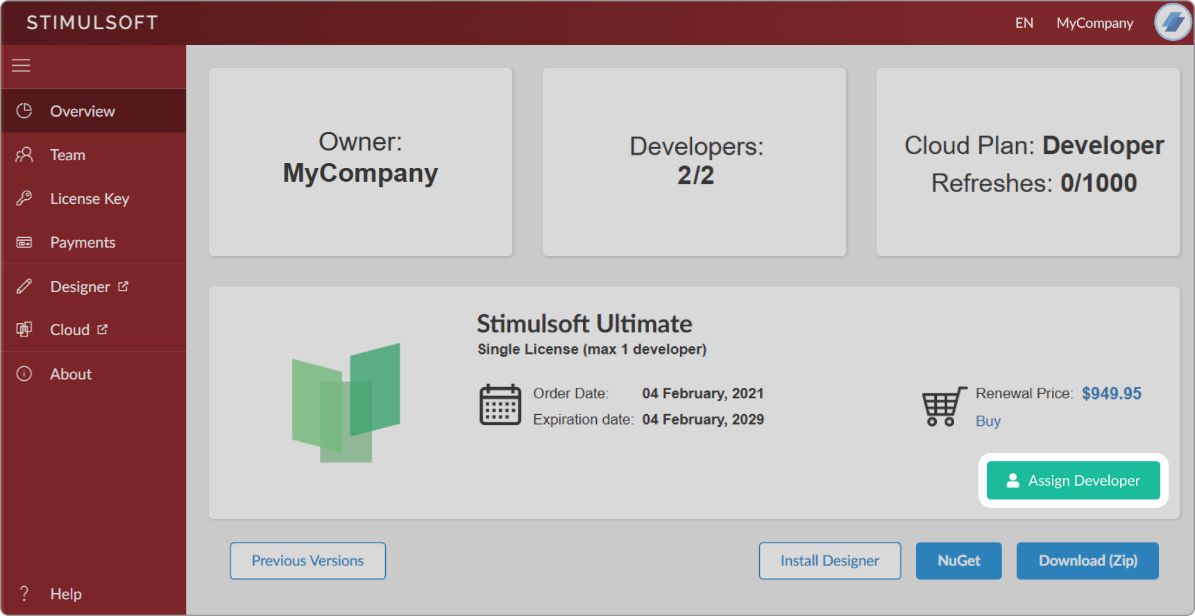 Assign Developer Button