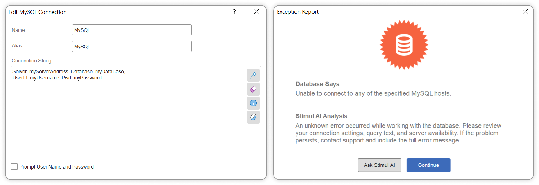 Connection check and data error analysis
