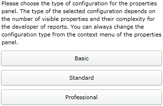 Configurations on the properties panel