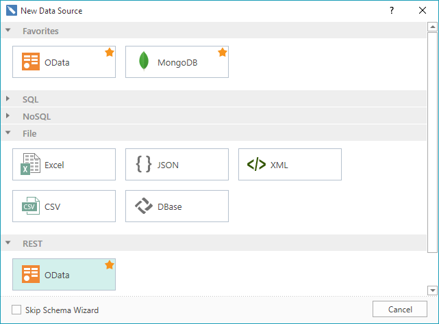 New Form to Create New Data Sources