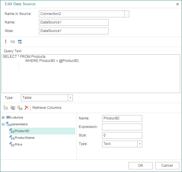 SQL Parameters in Mobile Designer