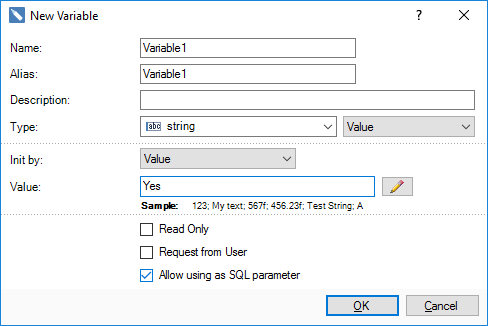 Variable as Parameter in Query