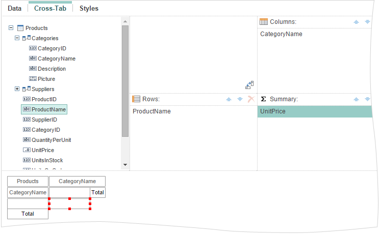 Cross-Tab in Mobile Designer