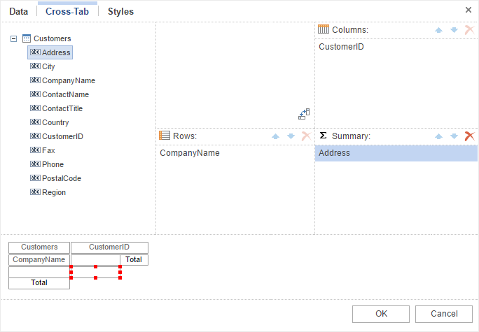 Cross-tab Editor in Reports.Java and Reports.JS