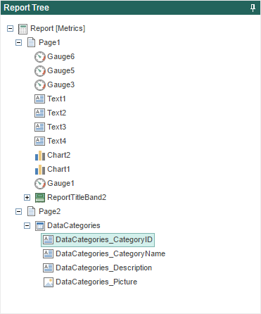 Report Tree in HTML5 Designer