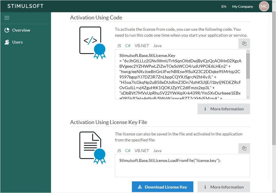 activation of stimulsoft products using a license key