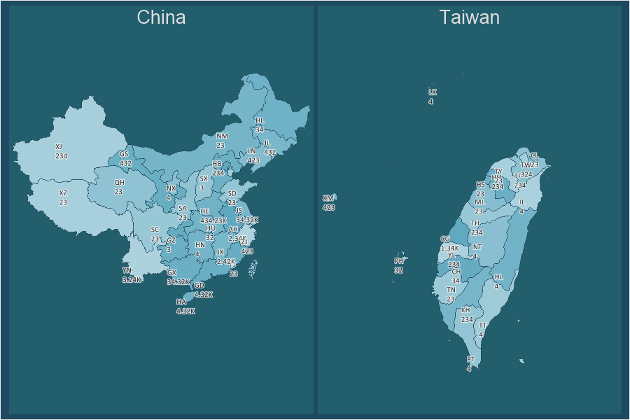New maps of Taiwan and China