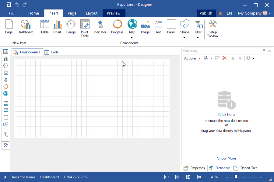 Search for reports from the File menu