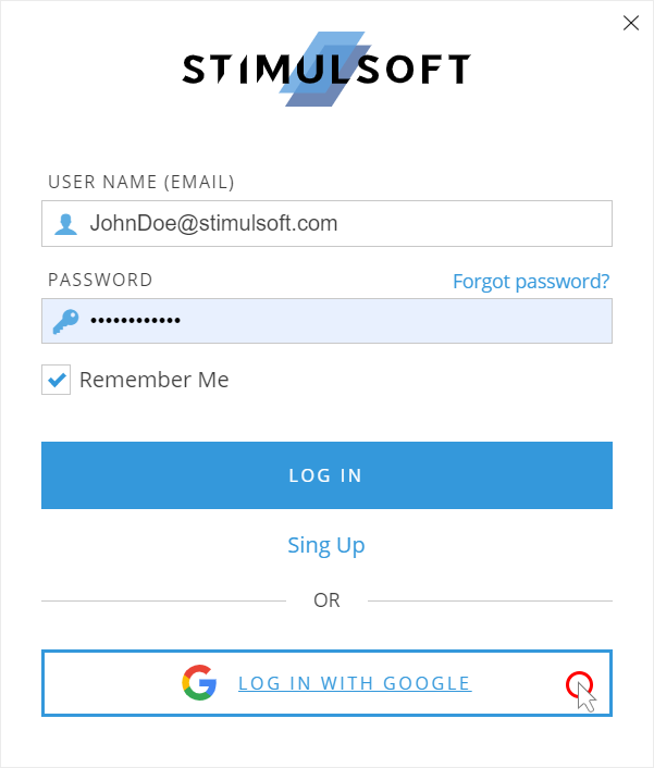 Sign in with Google account
