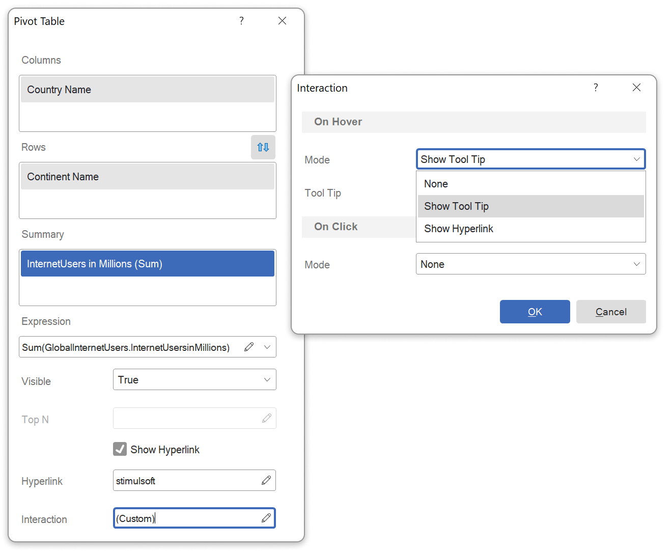 Tooltips in Pivot table