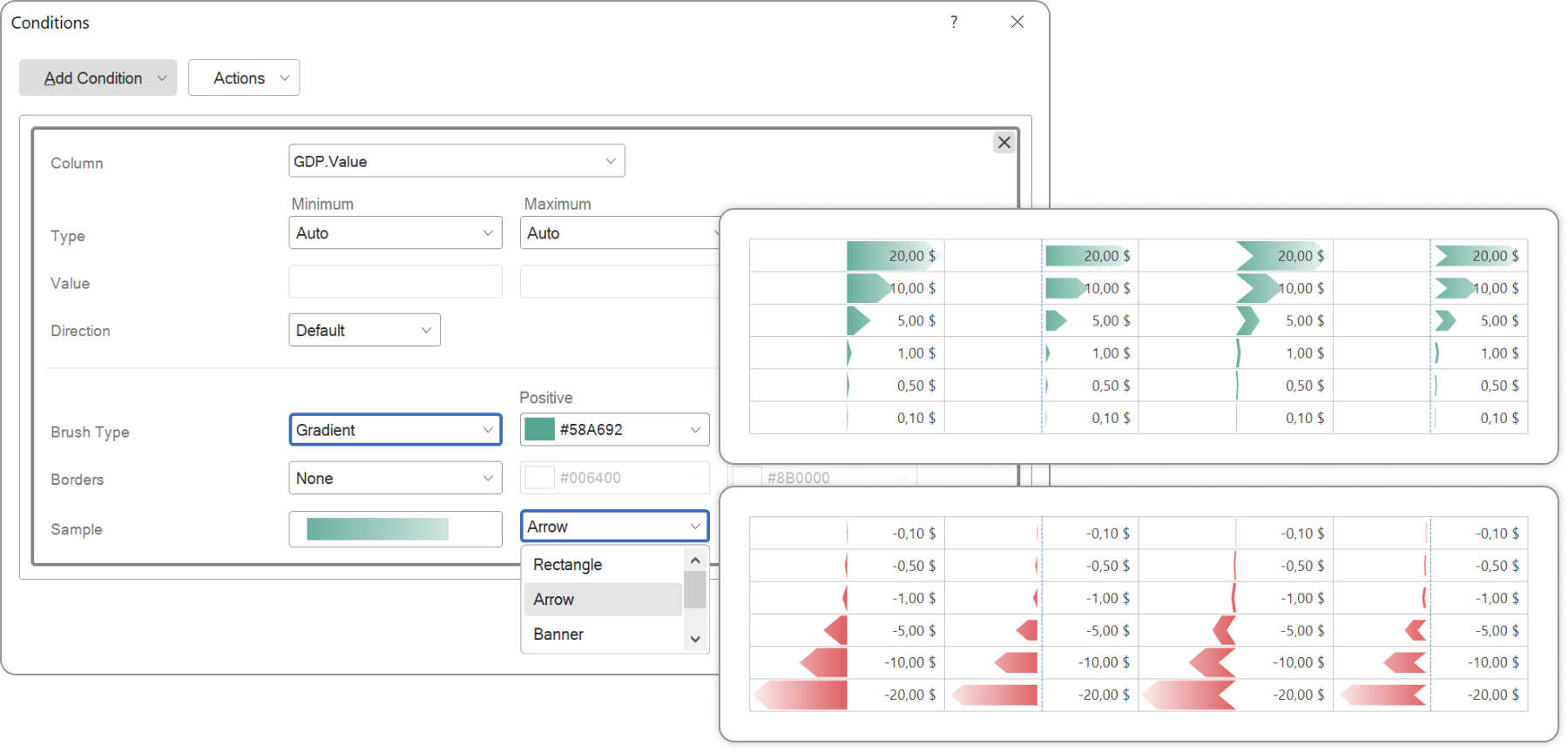 Data Bar types in Conditions