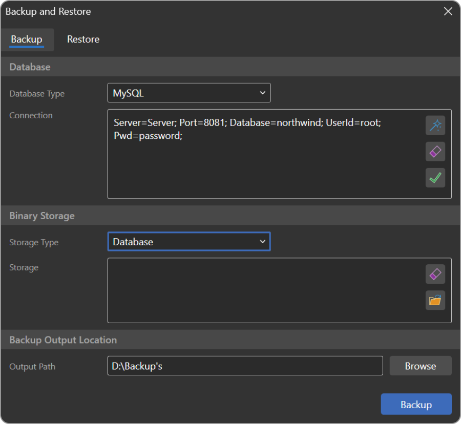 Backup and restore in Stimulsoft Server