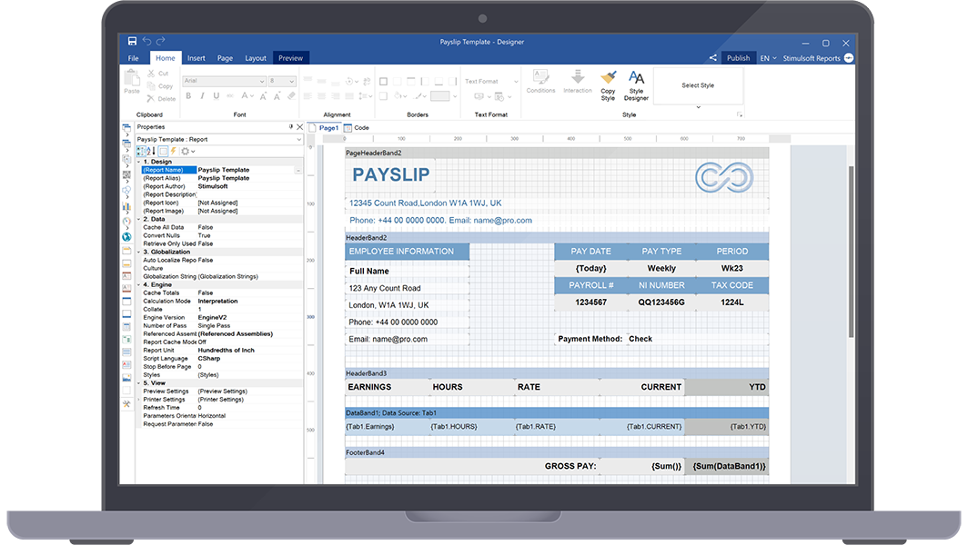 WinForms Report Designer