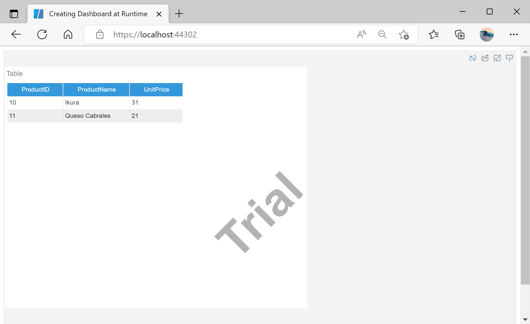 Creating Dashboard at Runtime