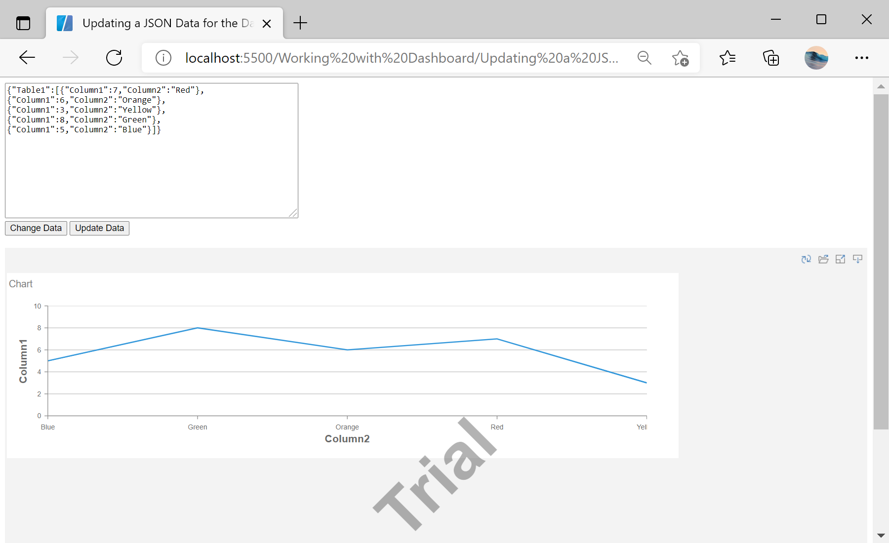 Updating a JSON Data for the Dashboard Viewer