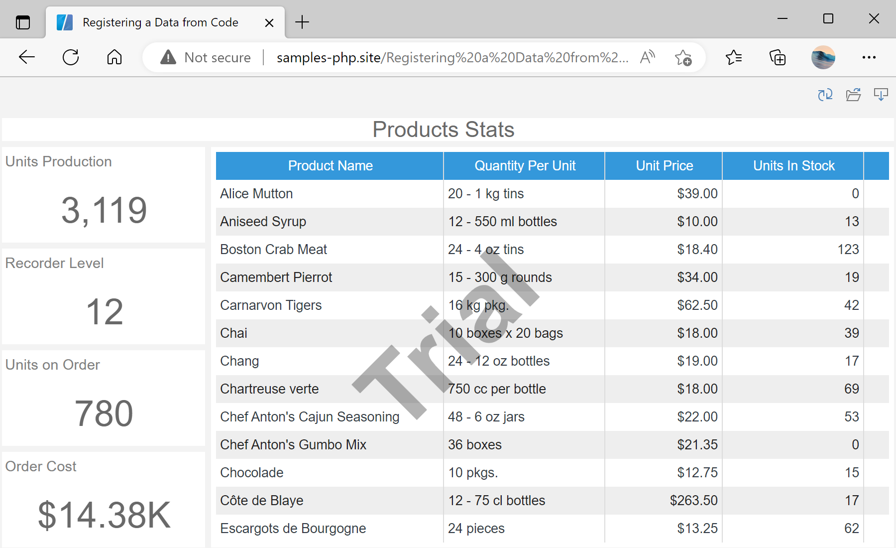 Registering a Data from Code