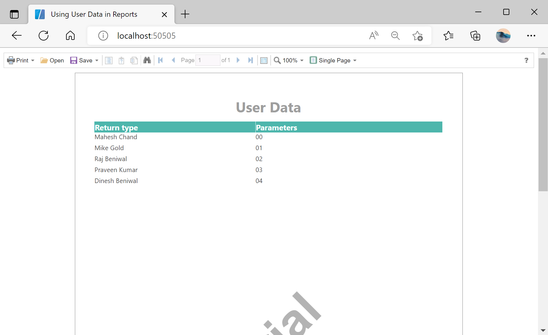 Using User Data in Reports