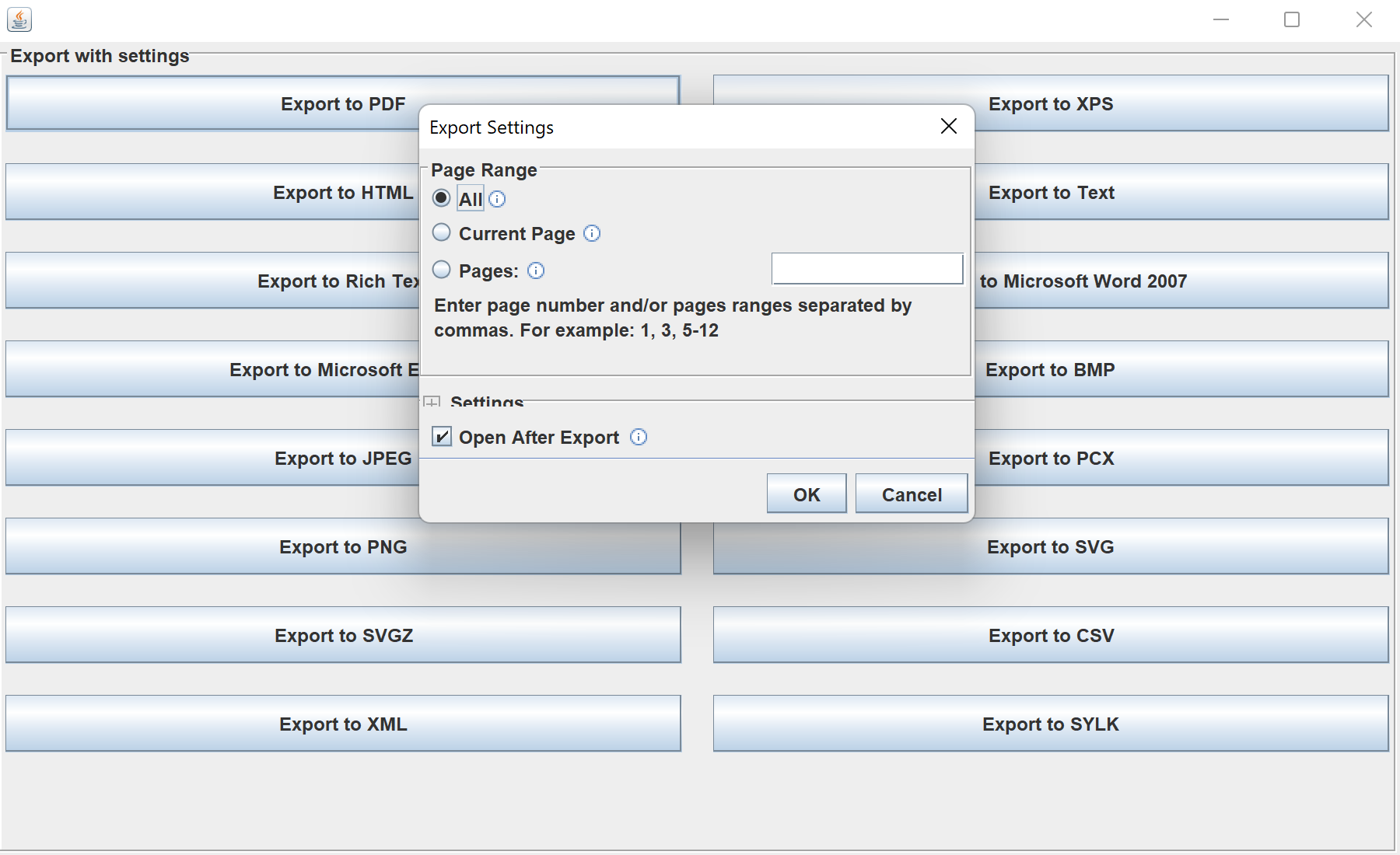 Exporting a Report with the Export Dialog