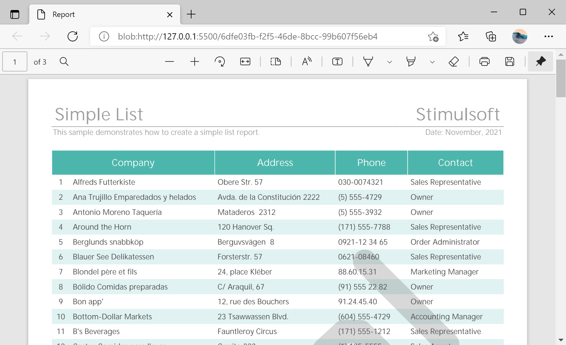 Showing a Report as PDF