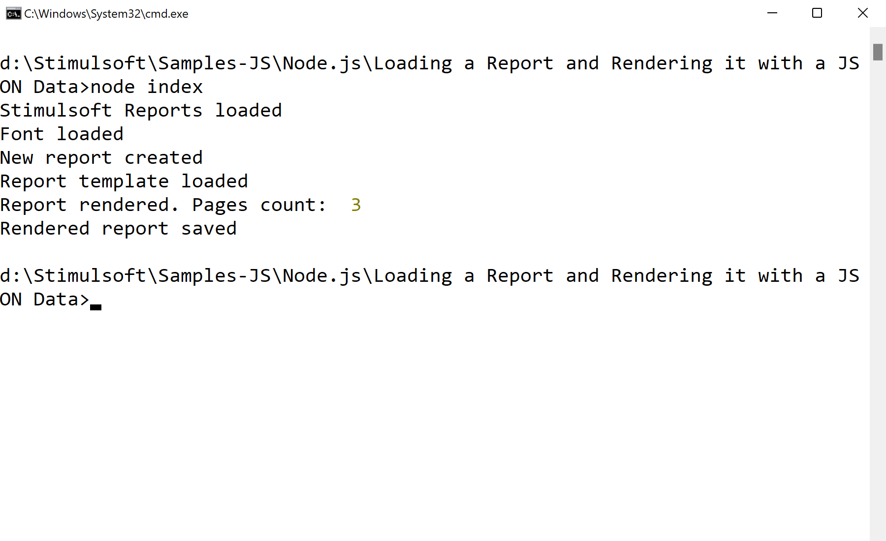 Loading a Report Template and Rendering it with a JSON Data