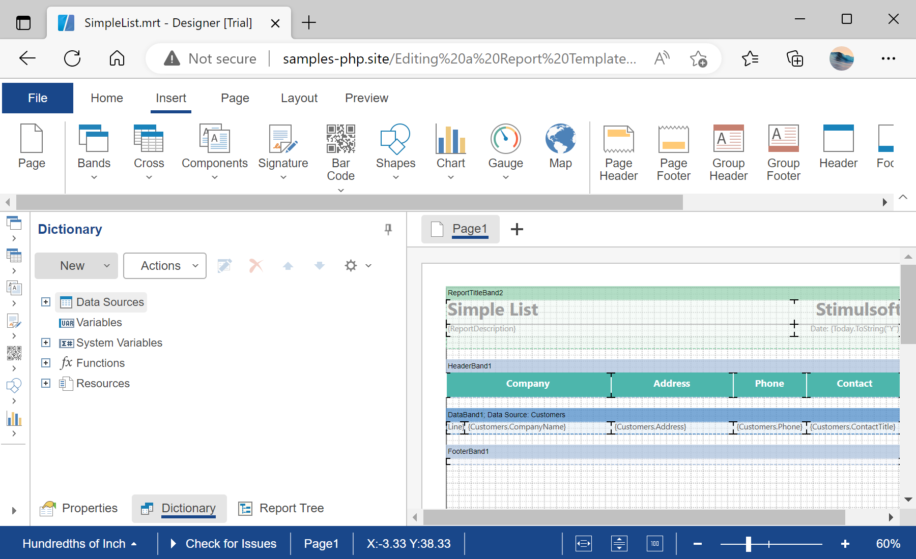 Editing a Report Template in the Designer using JavaScript