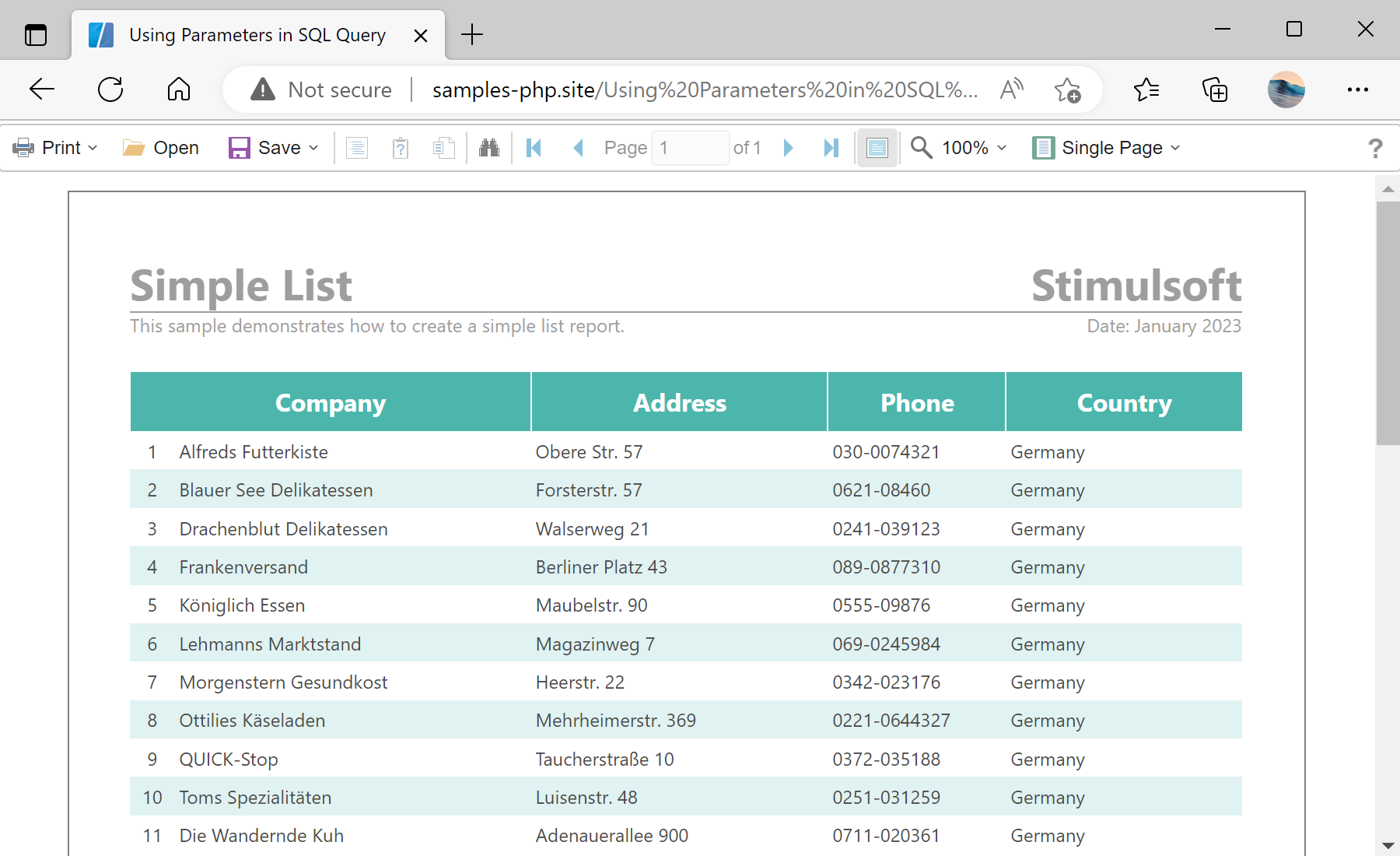 Using Parameters in SQL Query