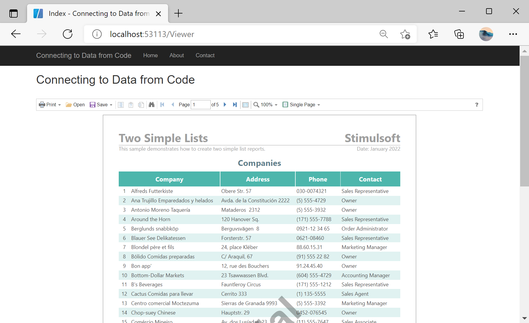 Connecting to Data from Code