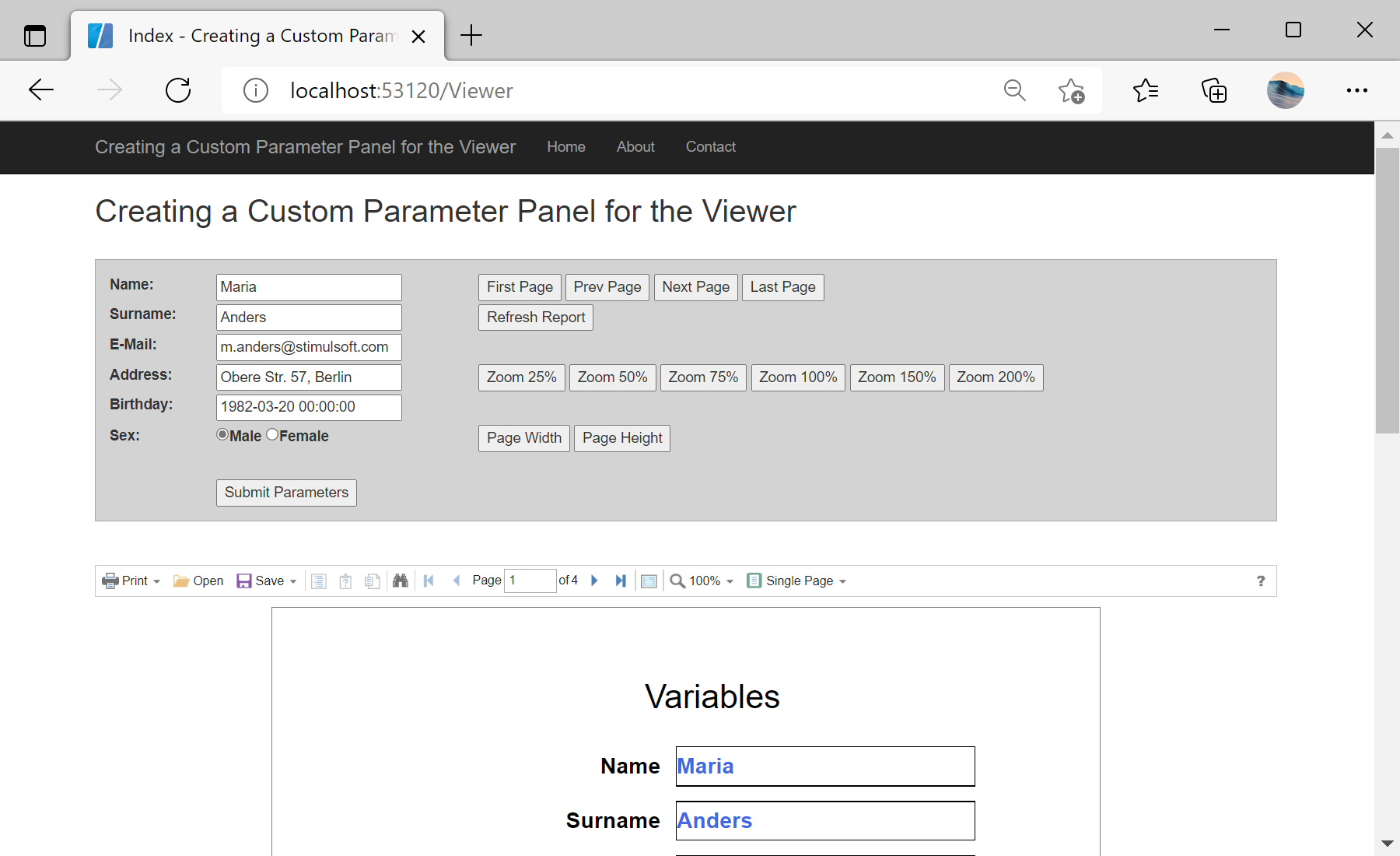 Creating a Custom Parameter Panel for the Viewer