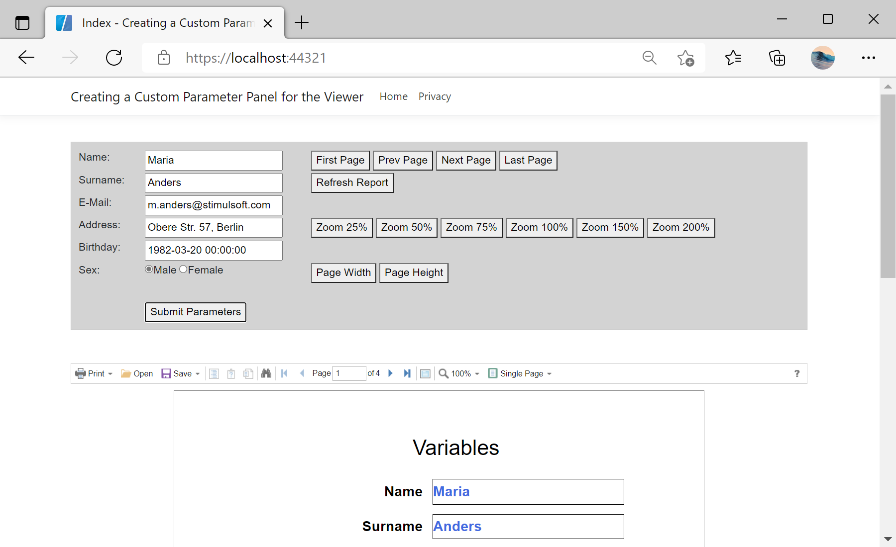 Creating a Custom Parameter Panel for the Viewer