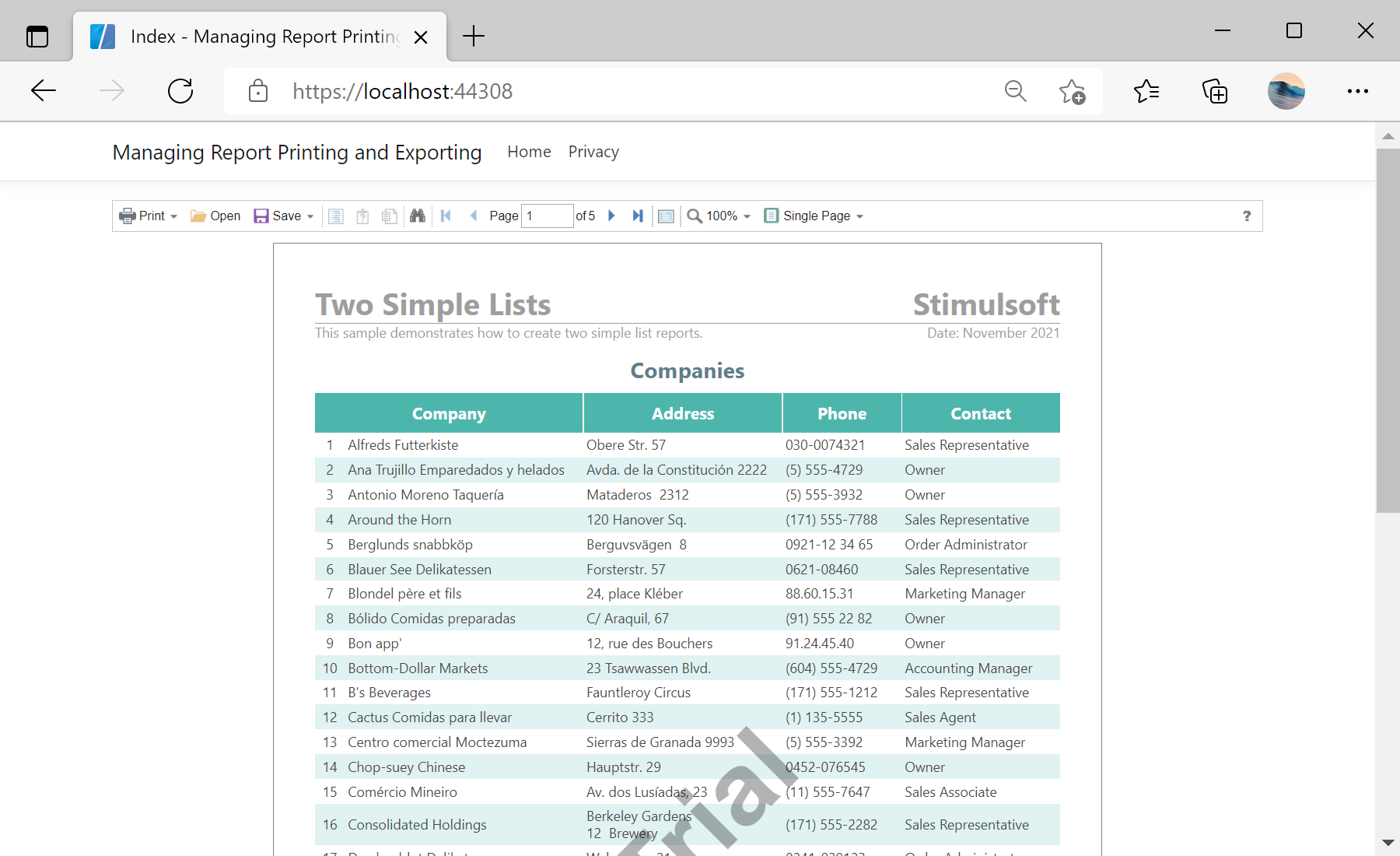 Managing Report Printing and Exporting