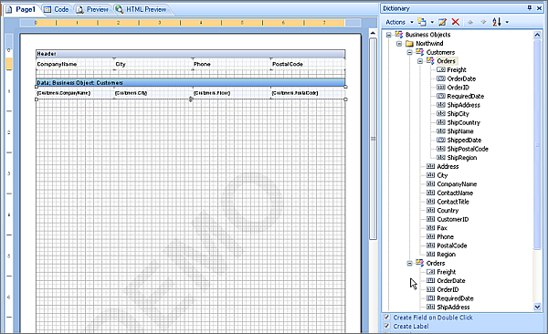 Add Master and Detail tables to report layout