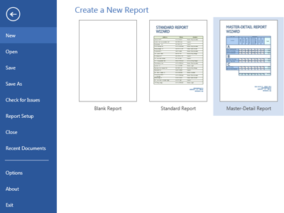 New Report Wizard